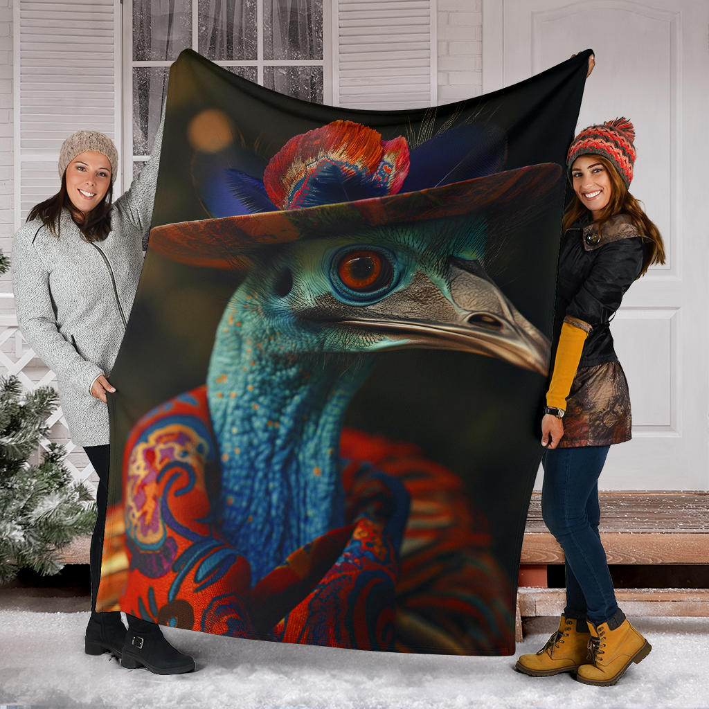 Cassowary Blanket, Trippy Psychedelics Cassowary Fleece Blanket, Cassowary Throw Blanket, Cassowary Gifts