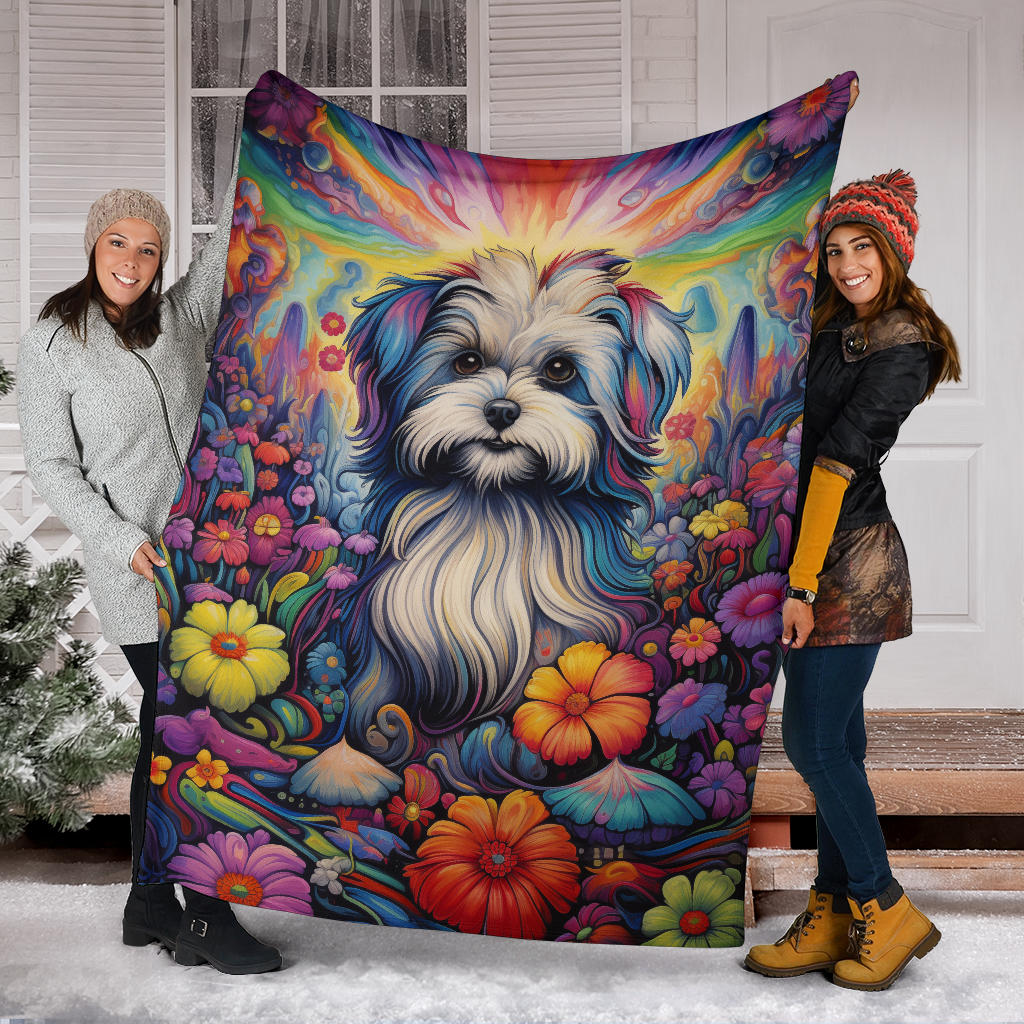 Lowchen Blanket, Trippy Psychedelics Lowchen Fleece Blanket, Lowchen Throw Blanket, Lowchen Gifts