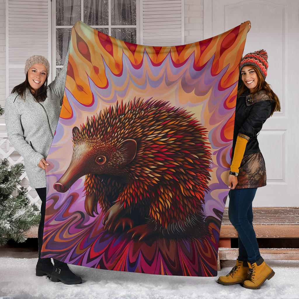 Echidna Blanket, Trippy Psychedelics Echidna Fleece Blanket, Echidna Throw Blanket, Echidna Gifts