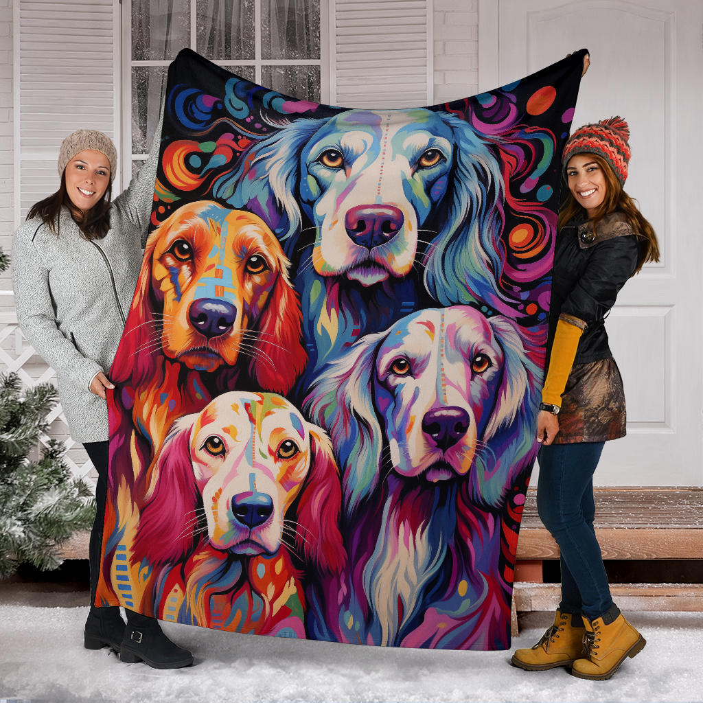 English Setter Blanket, Trippy Psychedelics English Setter Fleece Blanket, English Setter Throw Blanket, English Setter Gifts