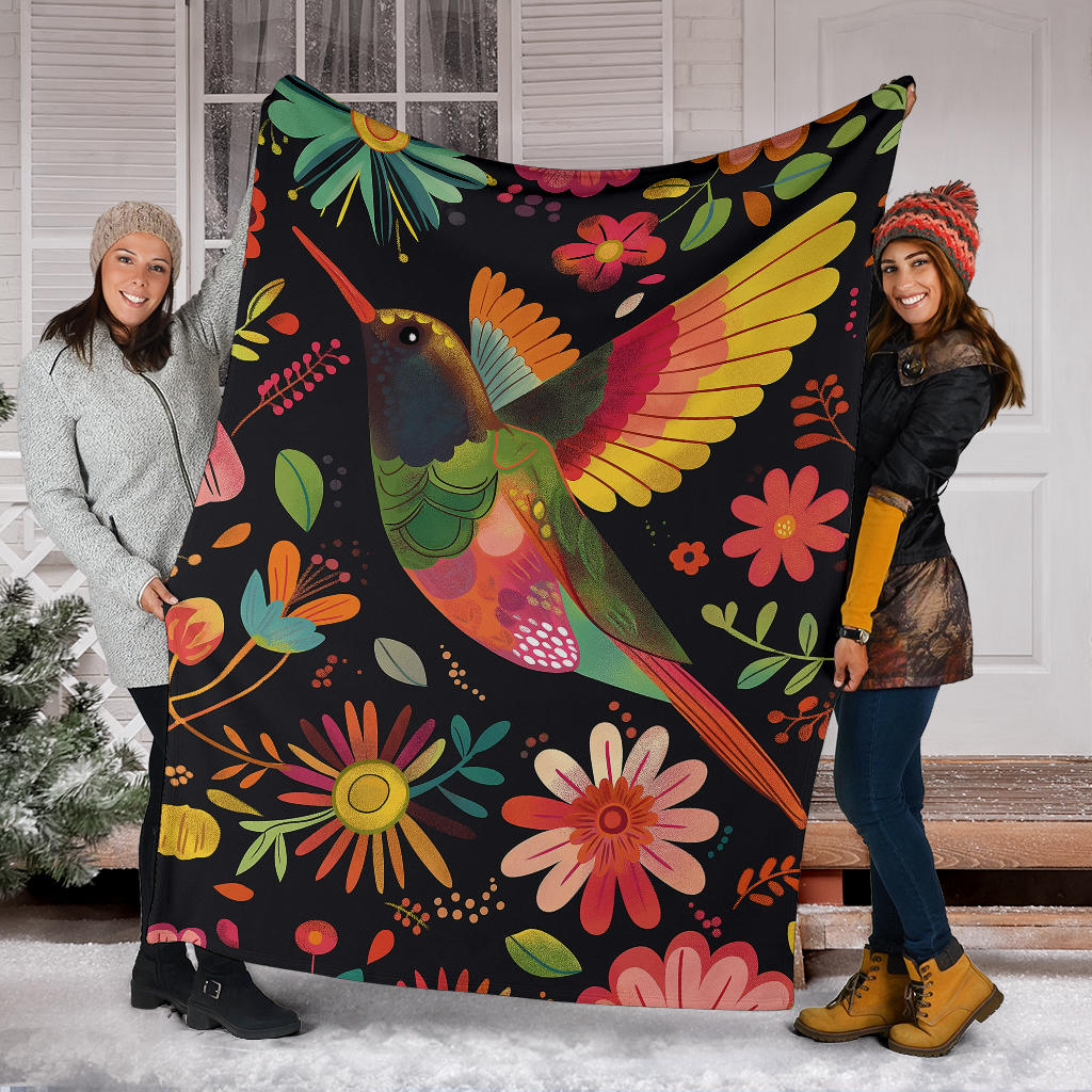 Hummingbird Blanket, Trippy Psychedelics Hummingbird Fleece Blanket, Hummingbird Throw Blanket, Hummingbird Gifts