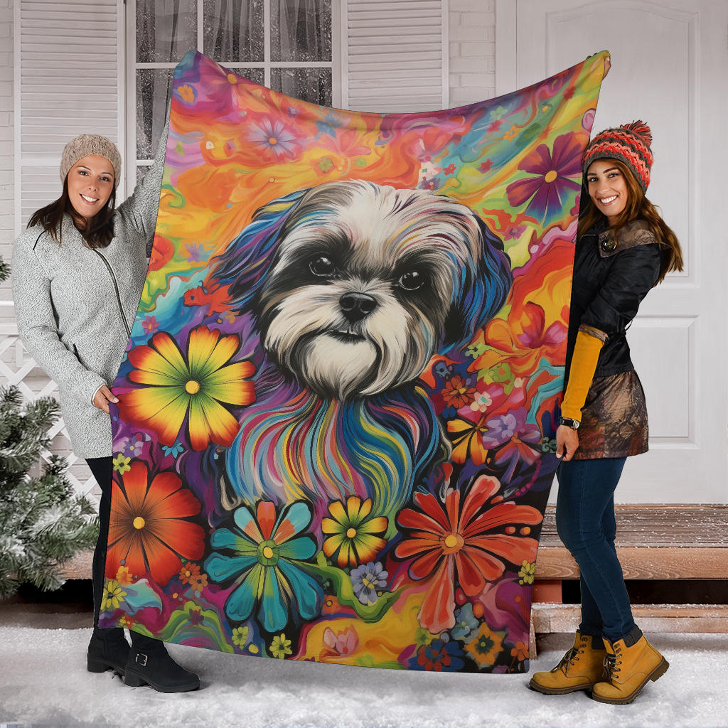 Shih Tzu Blanket, Shih Tzu Trippy Psychedelics Blanket, Shih Tzu Gifts, Shih Tzu Throw Blanket