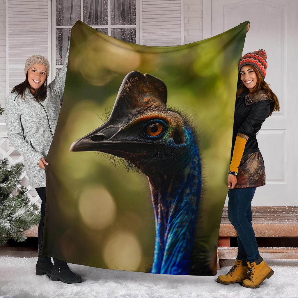 Cassowary Blanket, Trippy Psychedelics Cassowary Fleece Blanket, Cassowary Throw Blanket, Cassowary Gifts