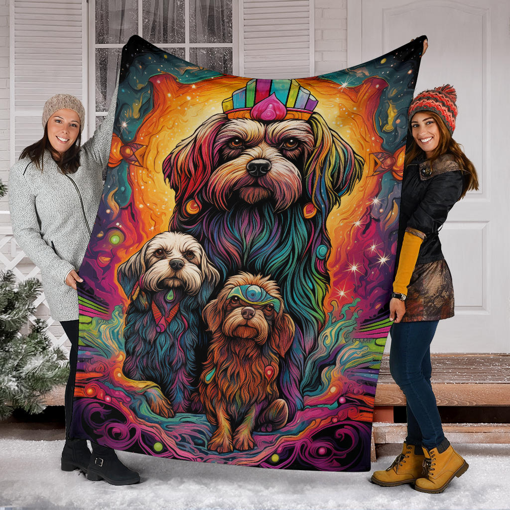 Lowchen Blanket, Trippy Psychedelics Lowchen Fleece Blanket, Lowchen Throw Blanket, Lowchen Gifts