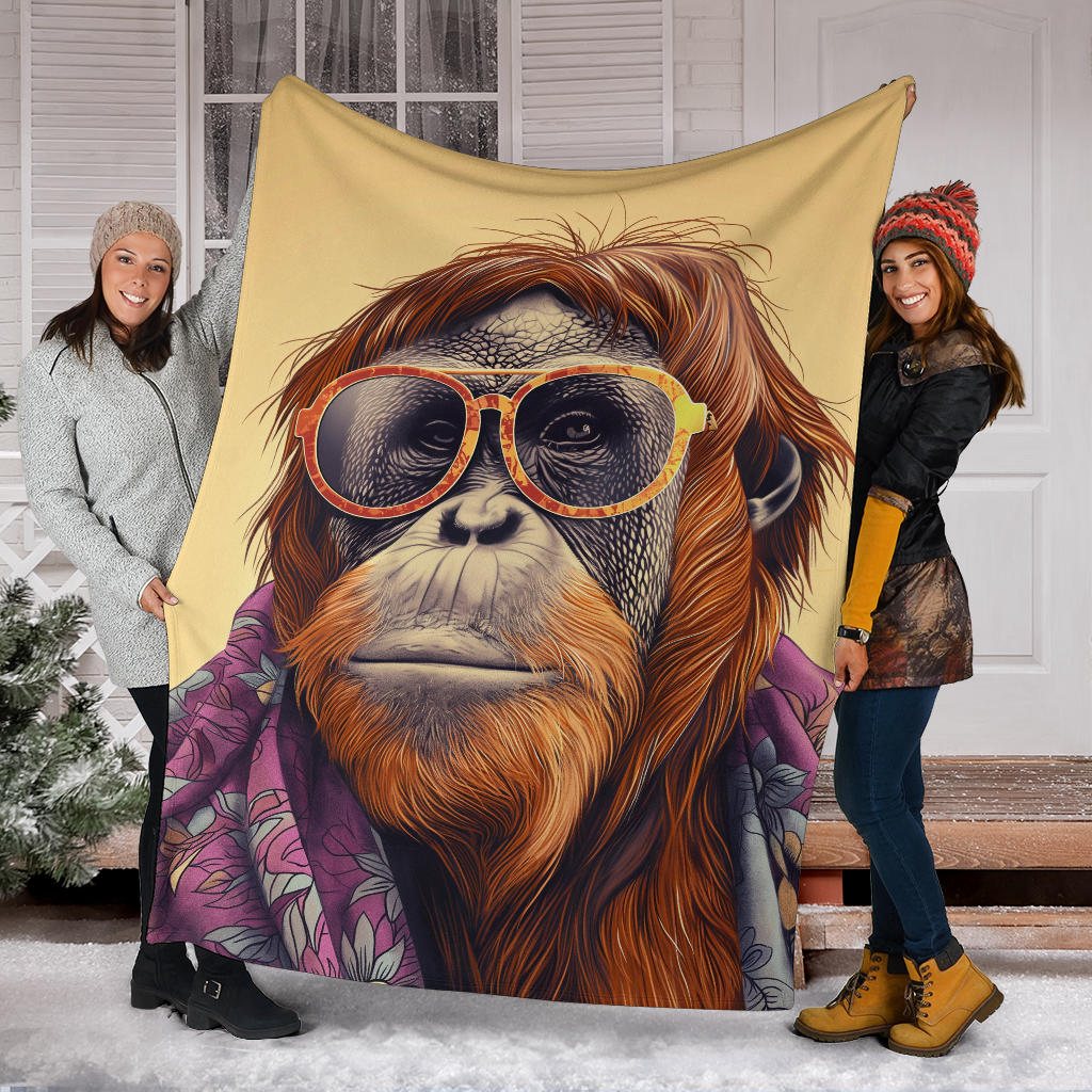 Orangutan animal Blanket, Trippy Psychedelics Orangutan animal Fleece Blanket, Orangutan animal Throw Blanket, Orangutan animal Gifts