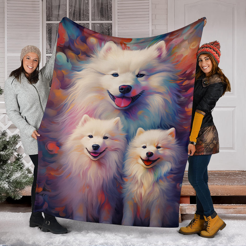 Samoyed Blanket, Trippy Psychedelics Samoyed Fleece Blanket, Samoyed Throw Blanket, Samoyed Gifts