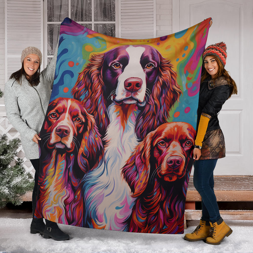 Welsh Springer Spaniel Blanket, Trippy Psychedelics Welsh Springer Spaniel Fleece Blanket, Welsh Springer Spaniel Throw Blanket, Welsh Springer Spaniel Gifts