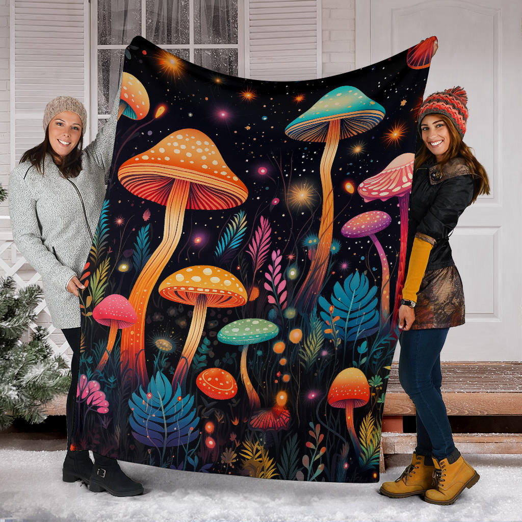 Magic Mushrooms Blanket, Trippy Psychedelics Stars Blanket, Hippie Gifts, Flower Fild Blanket, Festival Blanket, Rave Blanket, Festival Gifts