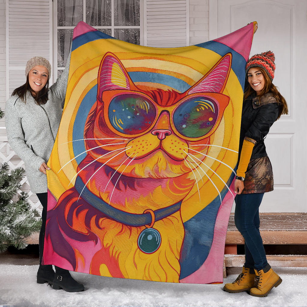 Munchkin cat Blanket, Trippy Psychedelics Munchkin cat Fleece Blanket, Munchkin cat Throw Blanket, Munchkin cat Gifts