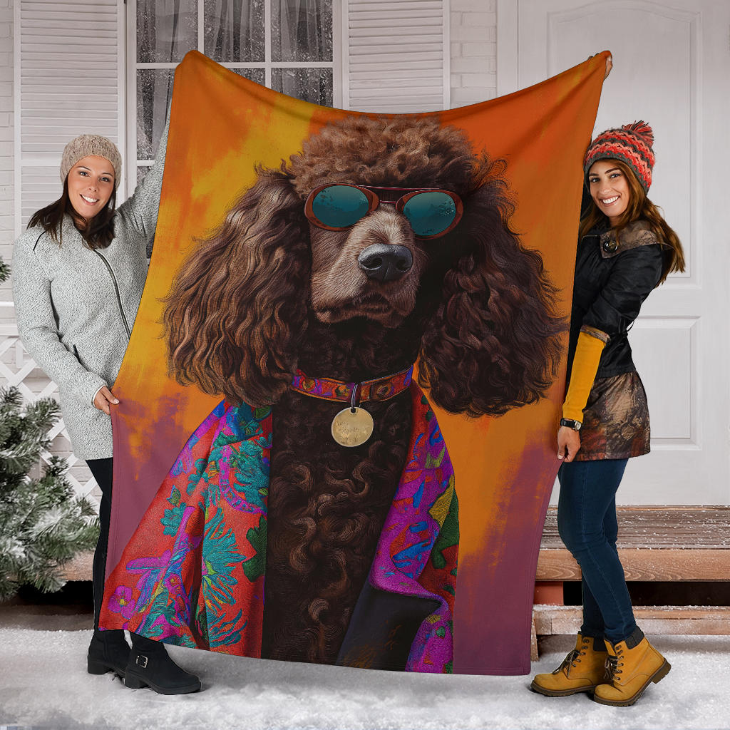 Irish Water Spaniel Blanket, Trippy Psychedelics Irish Water Spaniel Fleece Blanket, Irish Water Spaniel Throw Blanket, Irish Water Spaniel Gifts