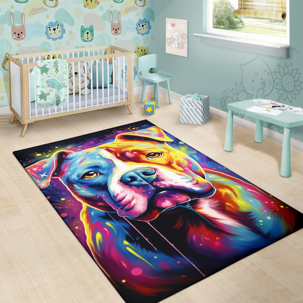 American Bulldog Area Rug, American Bulldog Trippy Rug, American Bulldog Gifts, American Bulldog Decor