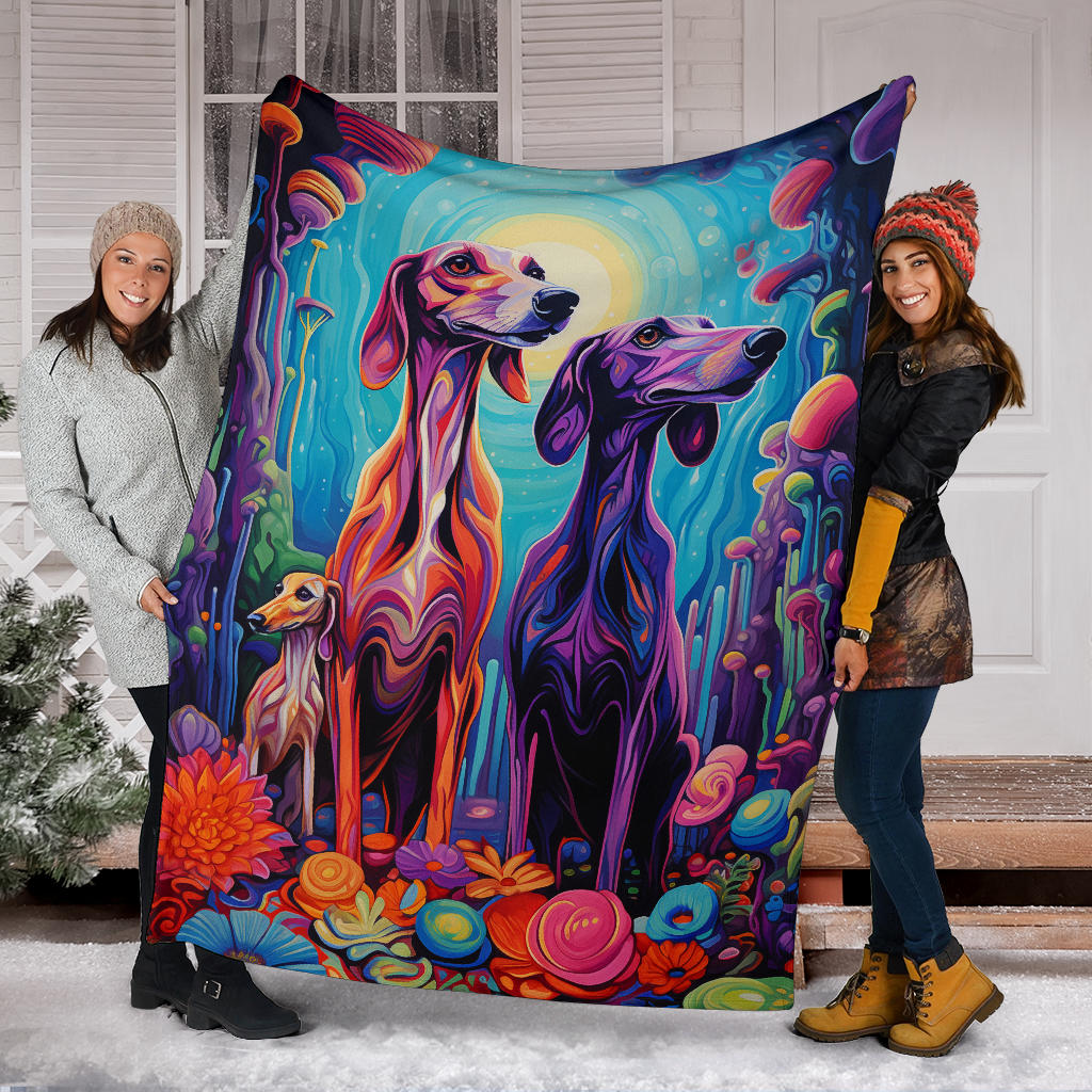 Saluki Blanket, Trippy Psychedelics Saluki Fleece Blanket, Saluki Throw Blanket, Saluki Gifts