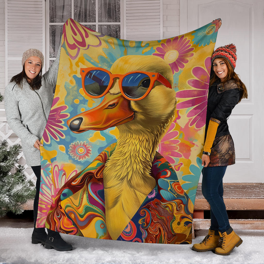 Duck Blanket, Trippy Psychedelics Duck Fleece Blanket, Duck Throw Blanket, Duck Gifts