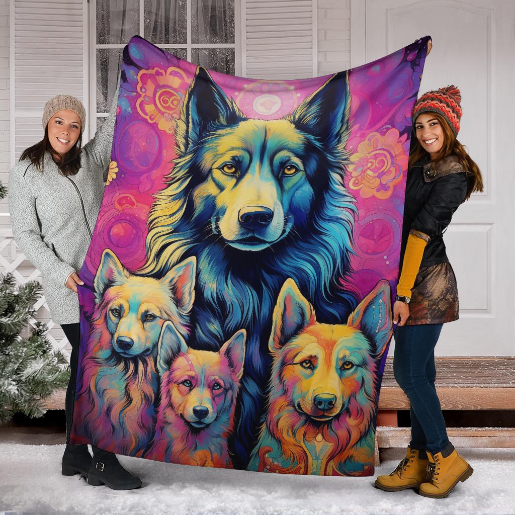 Belgian Tervuren Blanket, Trippy Psychedelics Belgian Tervuren Fleece Blanket, Belgian Tervuren Throw Blanket, Belgian Tervuren Gifts