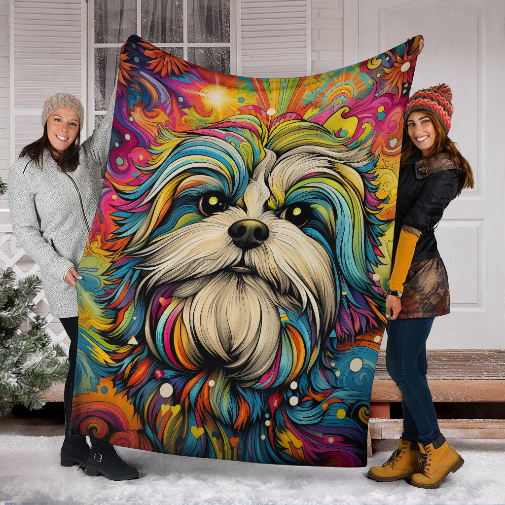 Shih Tzu Blanket, Shih Tzu Trippy Psychedelics Blanket, Shih Tzu Gifts, Shih Tzu Throw Blanket