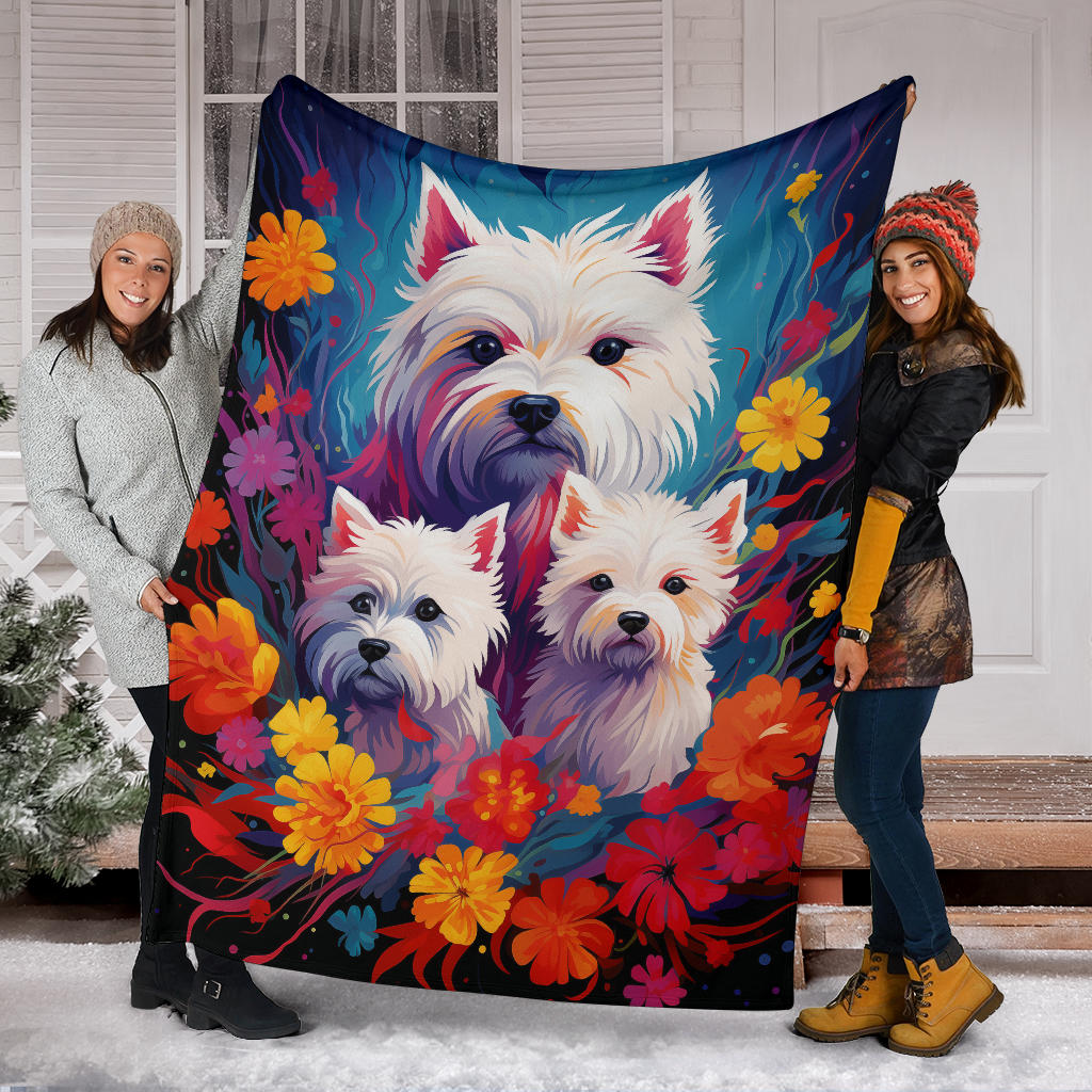 West Highland White Terrier Blanket, Trippy Psychedelics West Highland White Terrier Fleece Blanket, West Highland White Terrier Throw Blanket, West Highland White Terrier Gifts