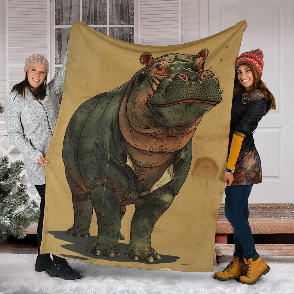 Hippopotamus Blanket, Trippy Psychedelics Hippopotamus Fleece Blanket, Hippopotamus Throw Blanket, Hippopotamus Gifts