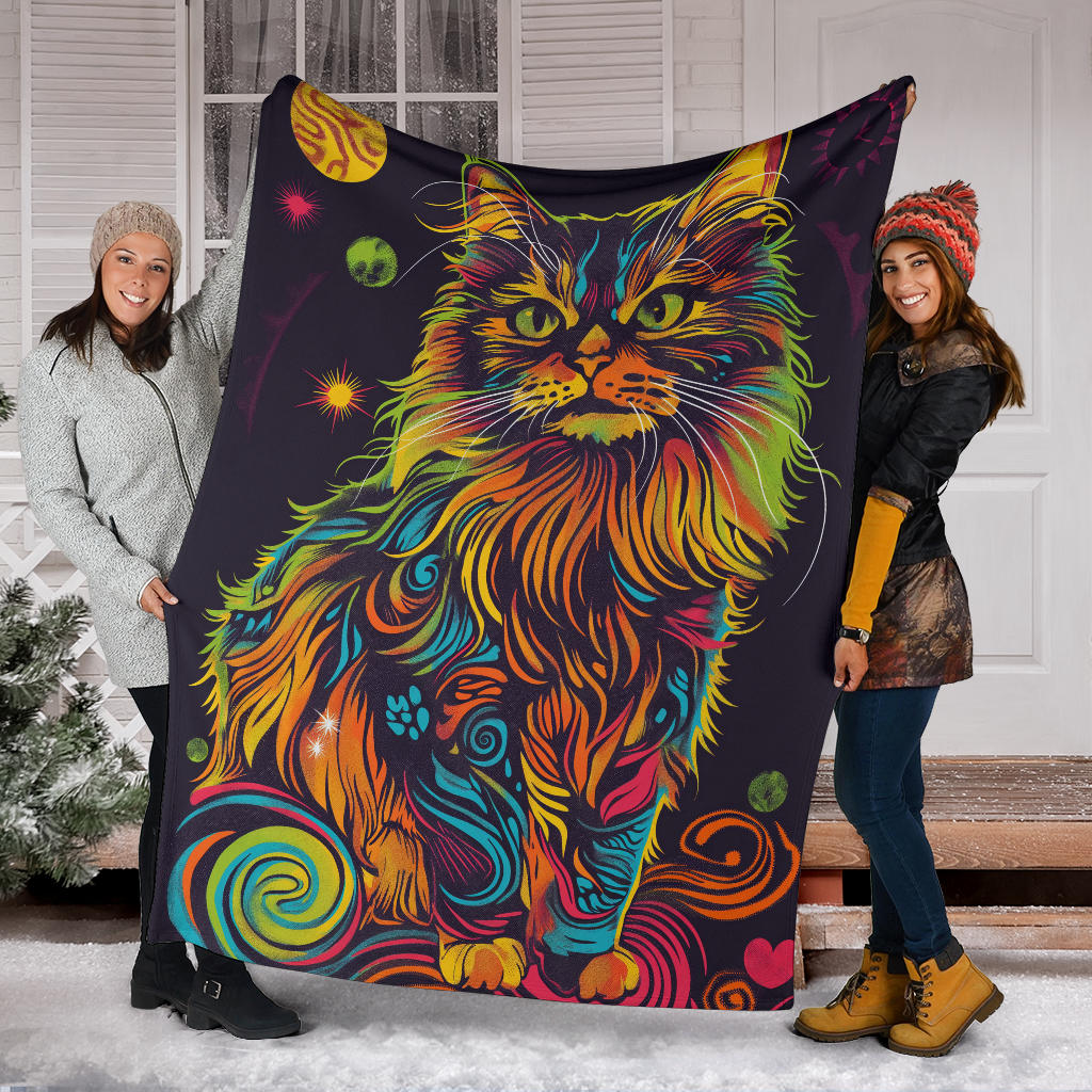 Ragamuffin Cat Blanket, Trippy Psychedelics Ragamuffin Cat Fleece Blanket, Ragamuffin Cat Throw Blanket, Ragamuffin Cat Gifts