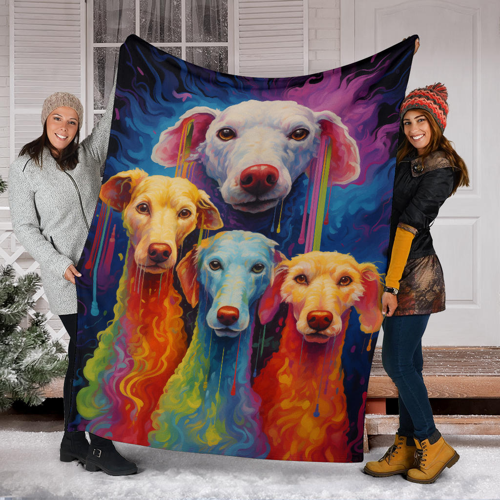 Bedlington Terrier Blanket, Trippy Psychedelics Bedlington Terrier Fleece Blanket, Bedlington Terrier Throw Blanket, Bedlington Terrier Gifts