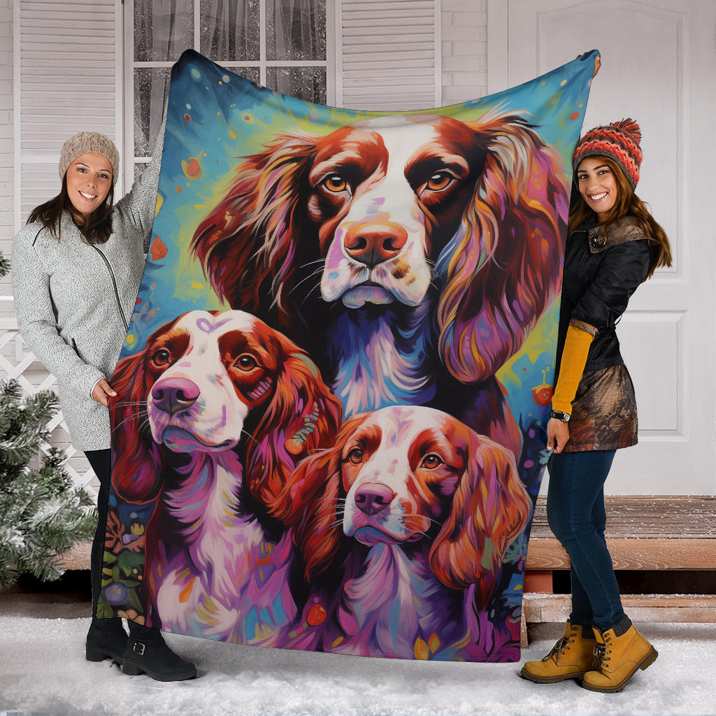 Welsh Springer Spaniel Blanket, Trippy Psychedelics Welsh Springer Spaniel Fleece Blanket, Welsh Springer Spaniel Throw Blanket, Welsh Springer Spaniel Gifts