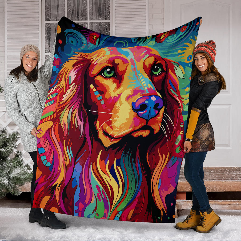 Irish Setter Blanket, Trippy Psychedelics Irish Setter Fleece Blanket, Irish Setter Throw Blanket, Irish Setter Gifts