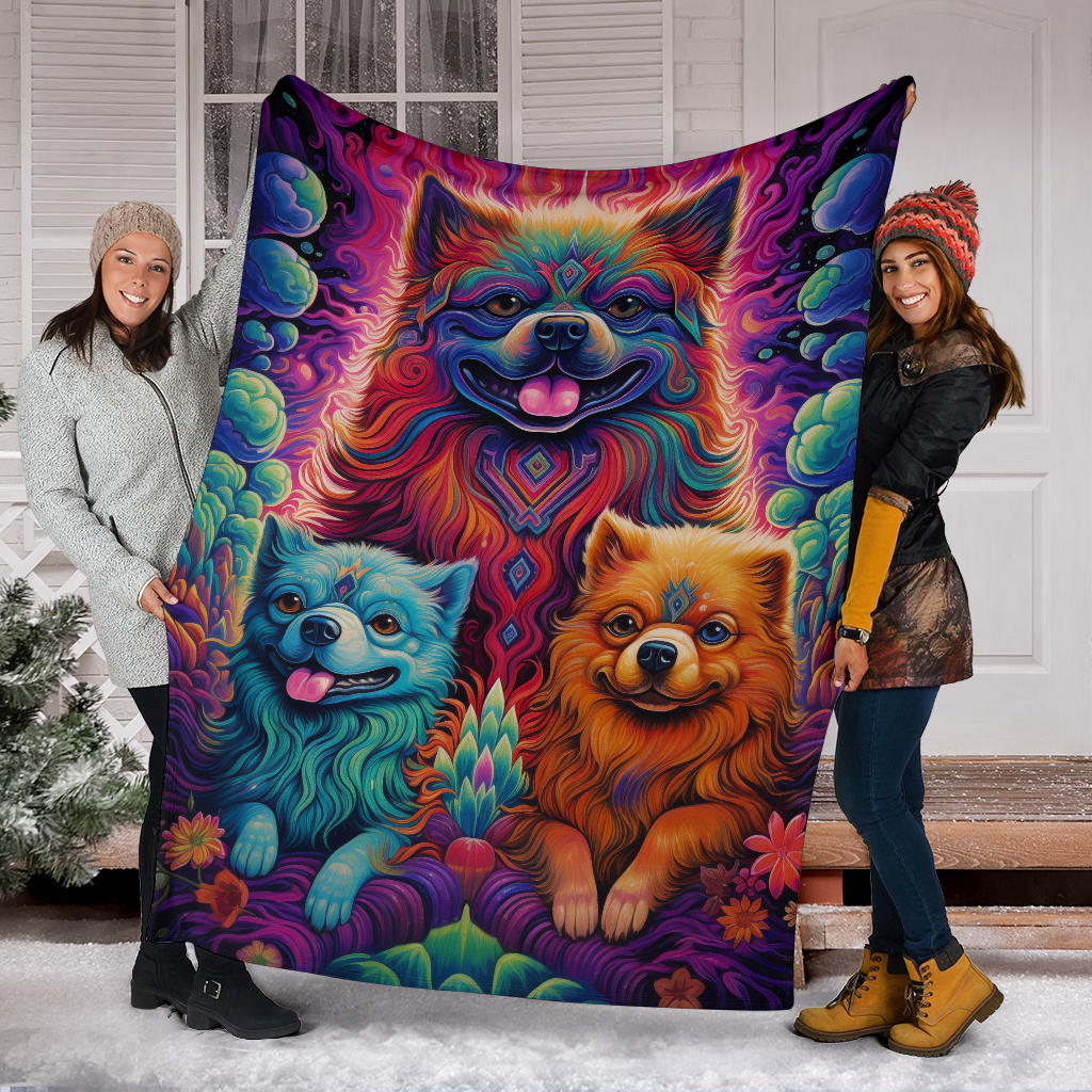 Tibetan Spaniel Blanket, Trippy Psychedelics Tibetan Spaniel Fleece Blanket, Tibetan Spaniel Throw Blanket, Tibetan Spaniel Gifts