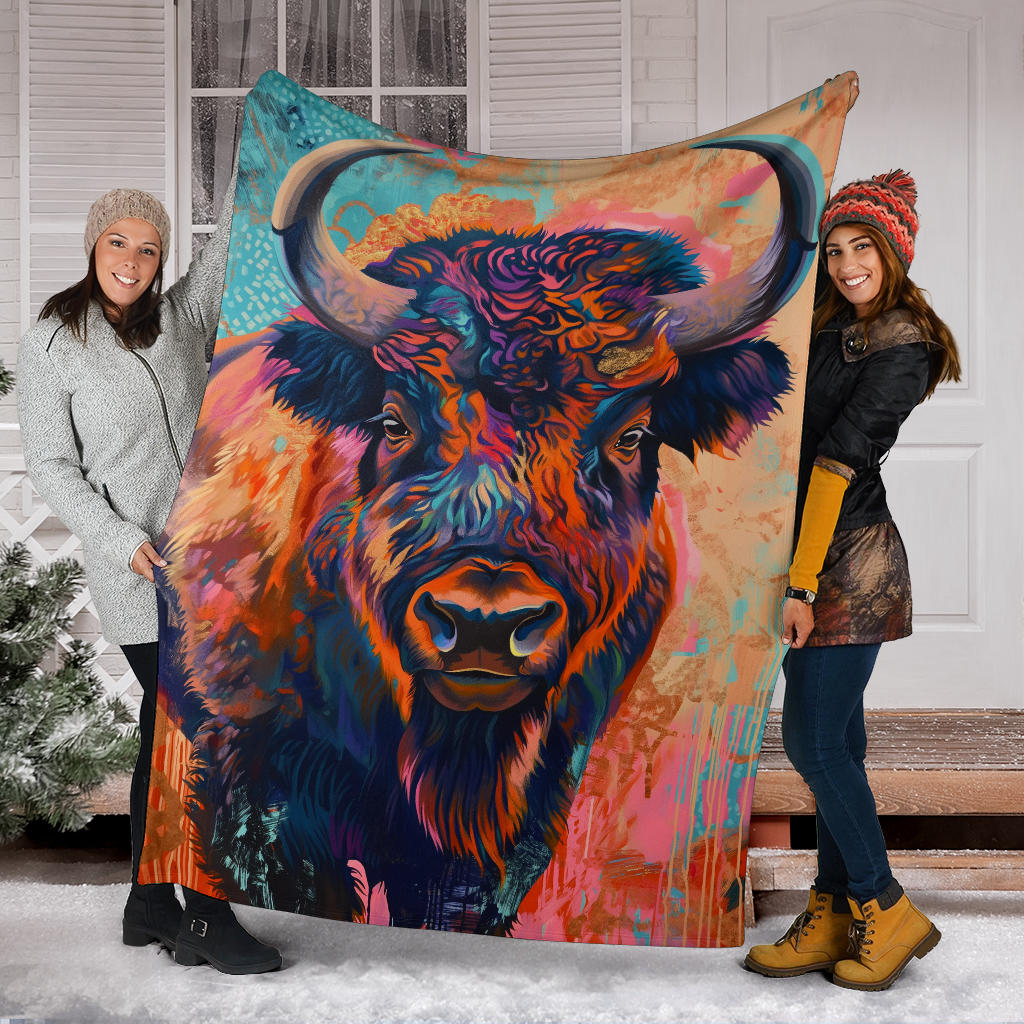 Buffalo Blanket, Trippy Psychedelics Buffalo Fleece Blanket, Buffalo Throw Blanket, Buffalo Gifts