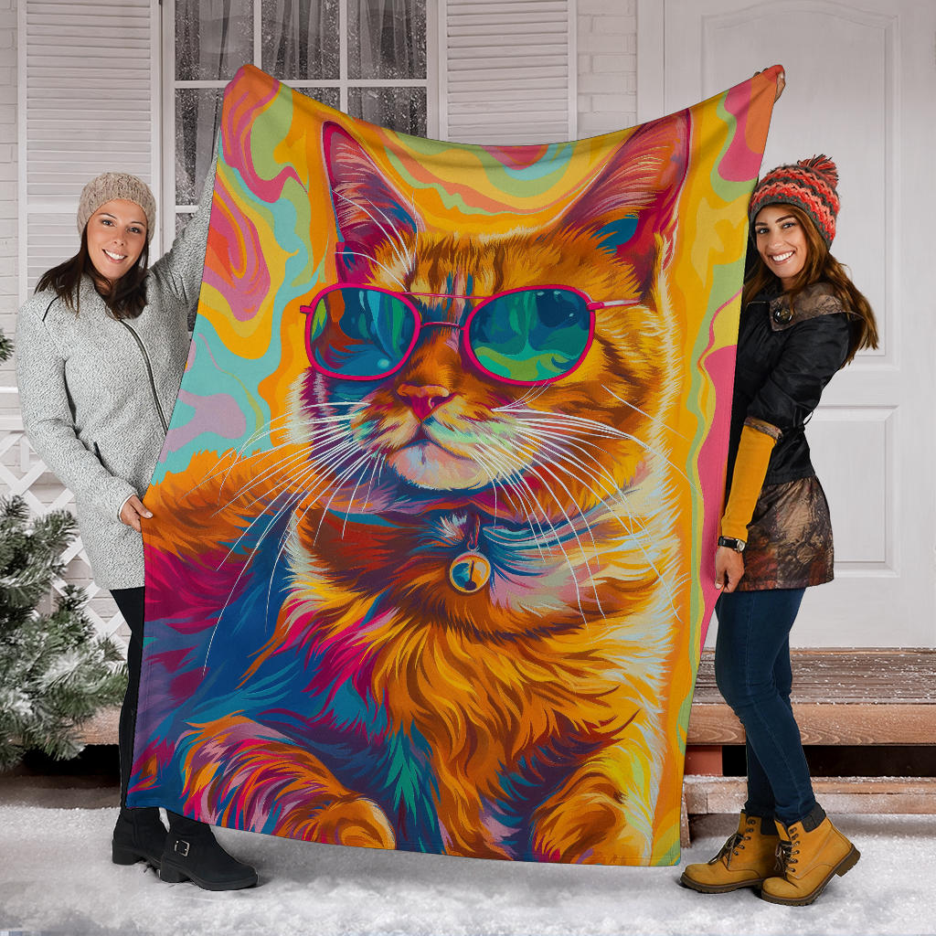 American Bobtail cat Blanket, Trippy Psychedelics American Bobtail cat Fleece Blanket, American Bobtail cat Throw Blanket, American Bobtail cat Gifts