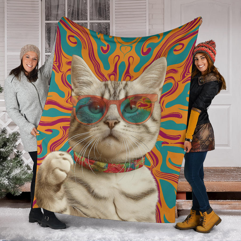 American Shorthair cat Blanket, Trippy Psychedelics American Shorthair cat Fleece Blanket, American Shorthair cat Throw Blanket, American Shorthair cat Gifts