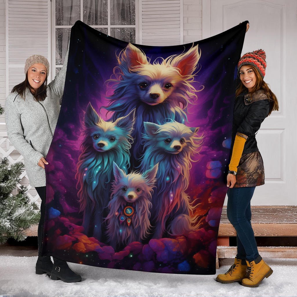 Chinese Crested Blanket, Trippy Psychedelics Chinese Crested Fleece Blanket, Chinese Crested Throw Blanket, Chinese Crested Gifts