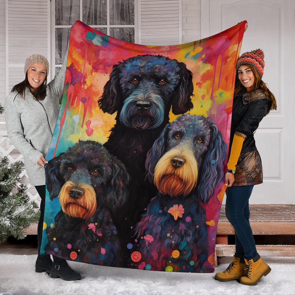 Black Russian Terrier Blanket, Trippy Psychedelics Black Russian Terrier Fleece Blanket, Black Russian Terrier Throw Blanket, Black Russian Terrier Gifts