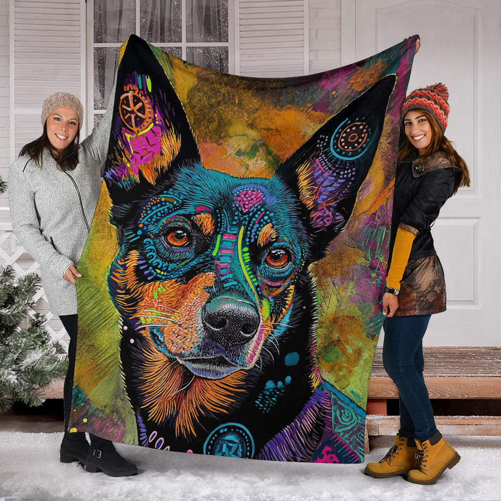 Lancashire Heeler Dog Blanket, Trippy Psychedelics Lancashire Heeler Dog Fleece Blanket, Lancashire Heeler Dog Throw Blanket, Lancashire Heeler Dog Gifts