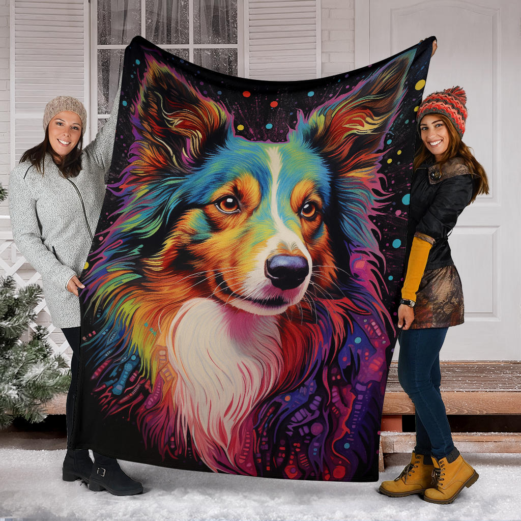 Shetland Sheepdog Blanket, Shetland Sheepdog Fleece Blanket, Shetland Sheepdog Trippy Psychedelics Throw Blanket, Shetland Sheepdog Gifts