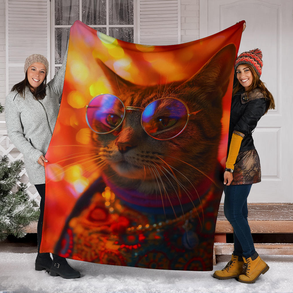 Pixie-bob Cat Blanket, Trippy Psychedelics Pixie-bob Cat Fleece Blanket, Pixie-bob Cat Throw Blanket, Pixie-bob Cat Gifts