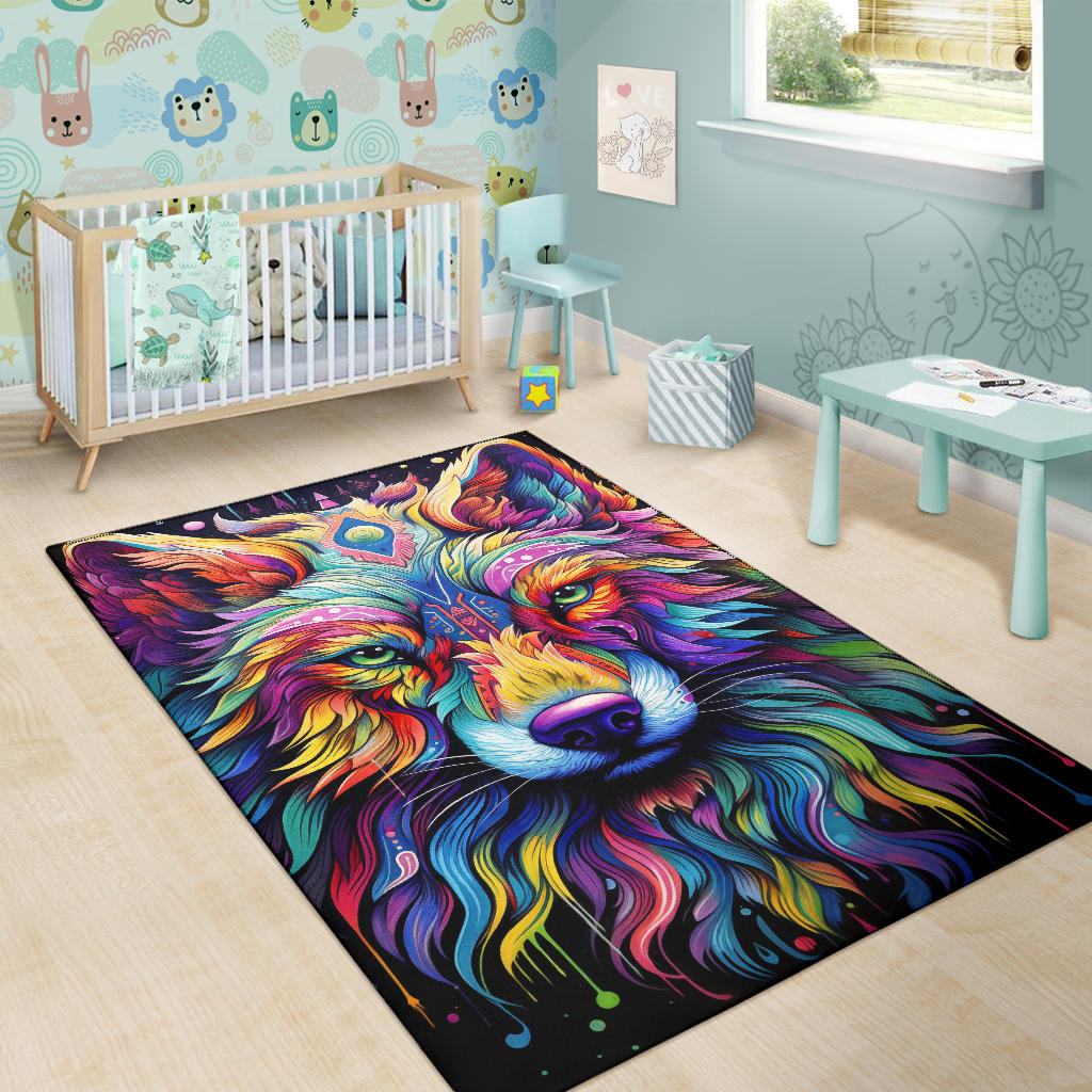 Wolf rug, Wolf Trippy Rug, Wolf Gifts, Wolf Decor