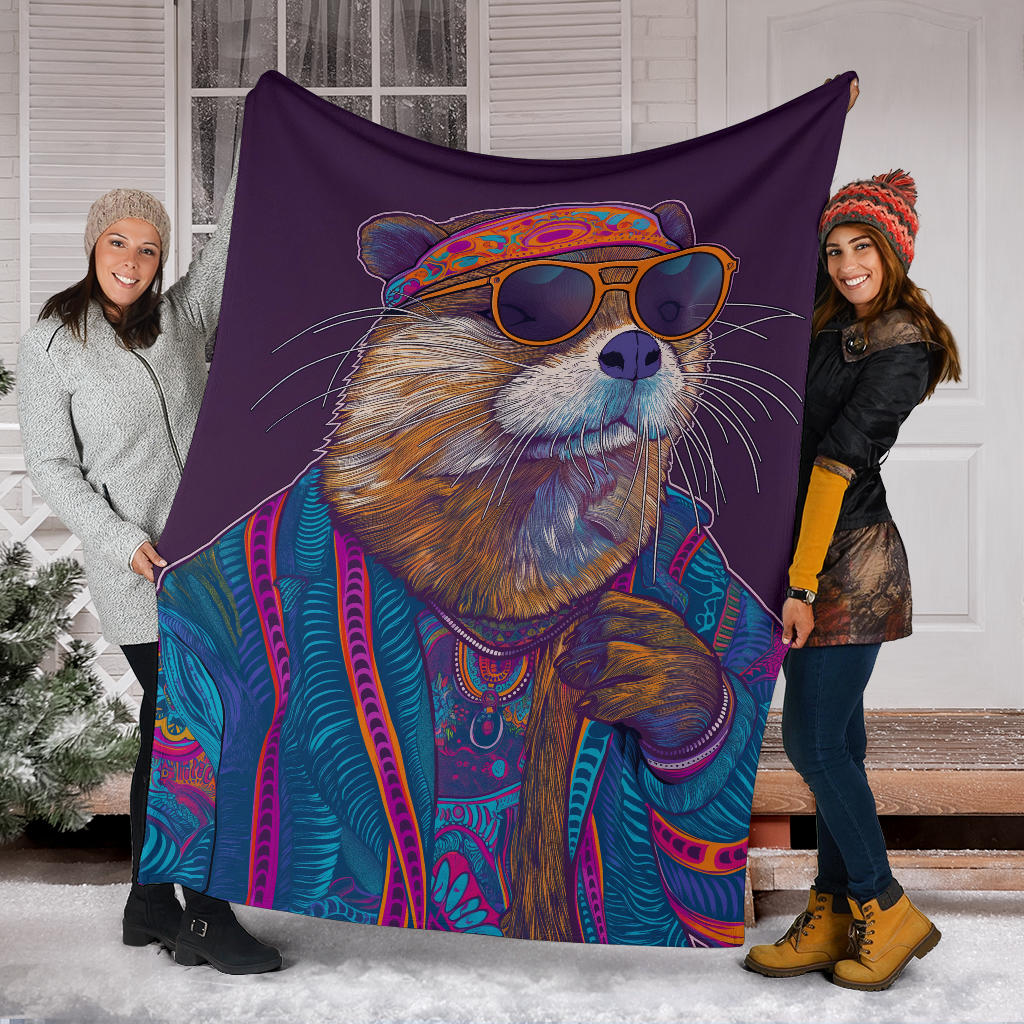 Otter Blanket, Trippy Psychedelics Otter Fleece Blanket, Otter Throw Blanket, Otter Gifts