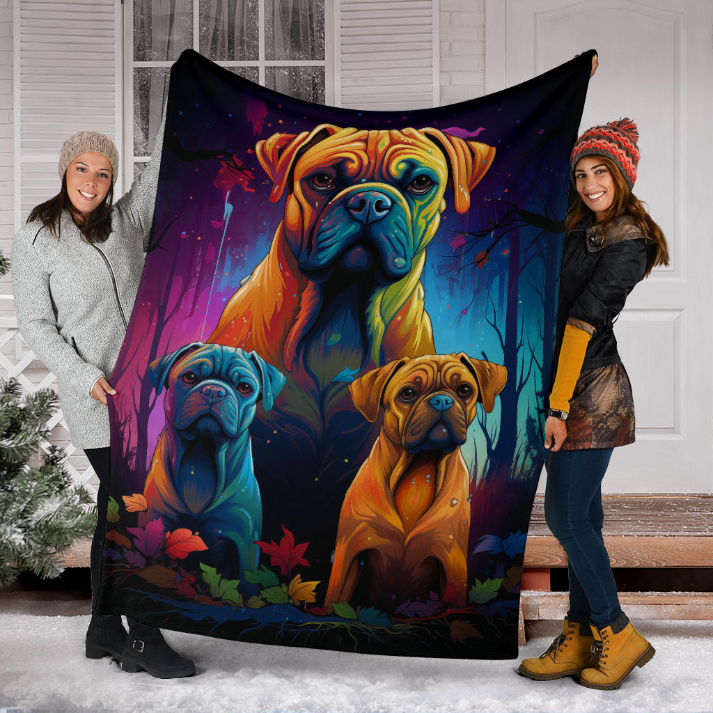 Bullmastiff Blanket, Trippy Psychedelics Bullmastiff Fleece Blanket, Bullmastiff Throw Blanket, Bullmastiff Gifts