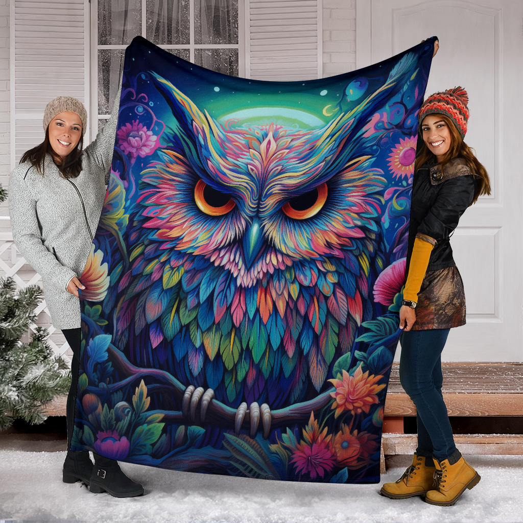 Trippy Psychedelics Owl Blanket