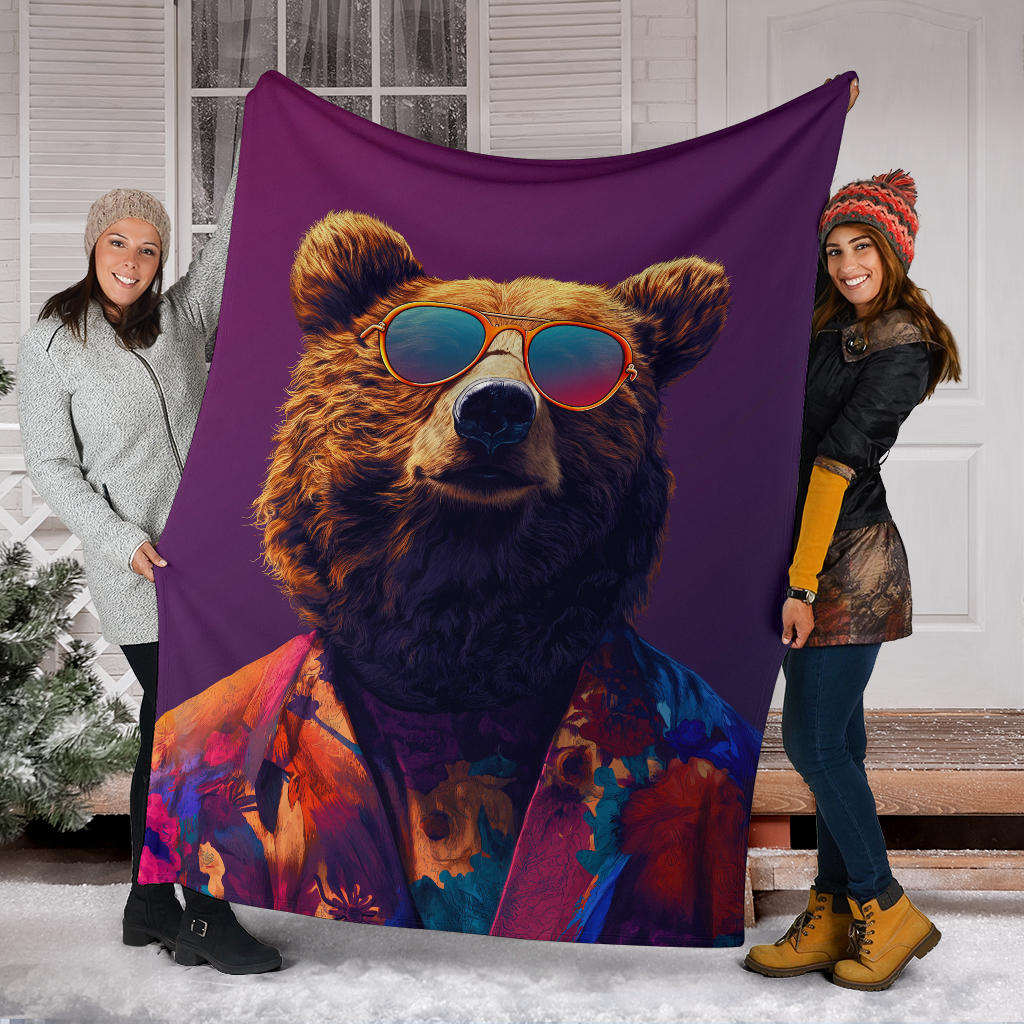 Bear Blanket, Trippy Psychedelics Bear Fleece Blanket, Bear Throw Blanket, Bear Gifts