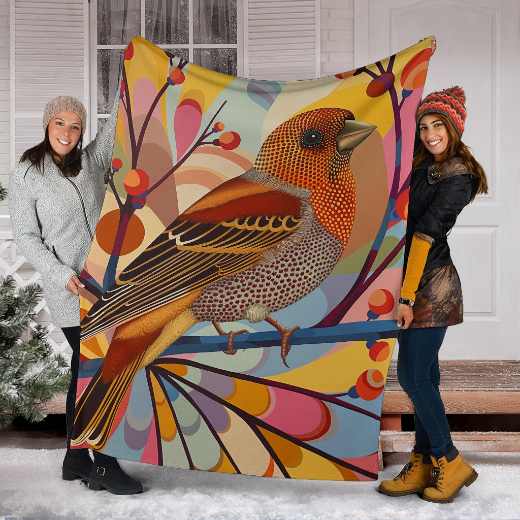 Finch bird Blanket, Trippy Psychedelics Finch bird Fleece Blanket, Finch bird Throw Blanket, Finch bird Gifts