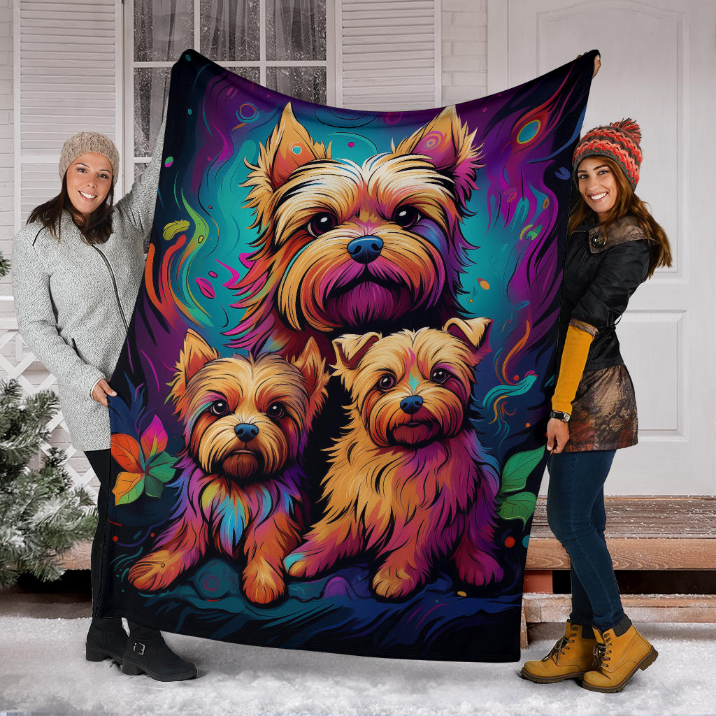 Norfolk Terrier Blanket, Trippy Psychedelics Norfolk Terrier Fleece Blanket, Norfolk Terrier Throw Blanket, Norfolk Terrier Gifts