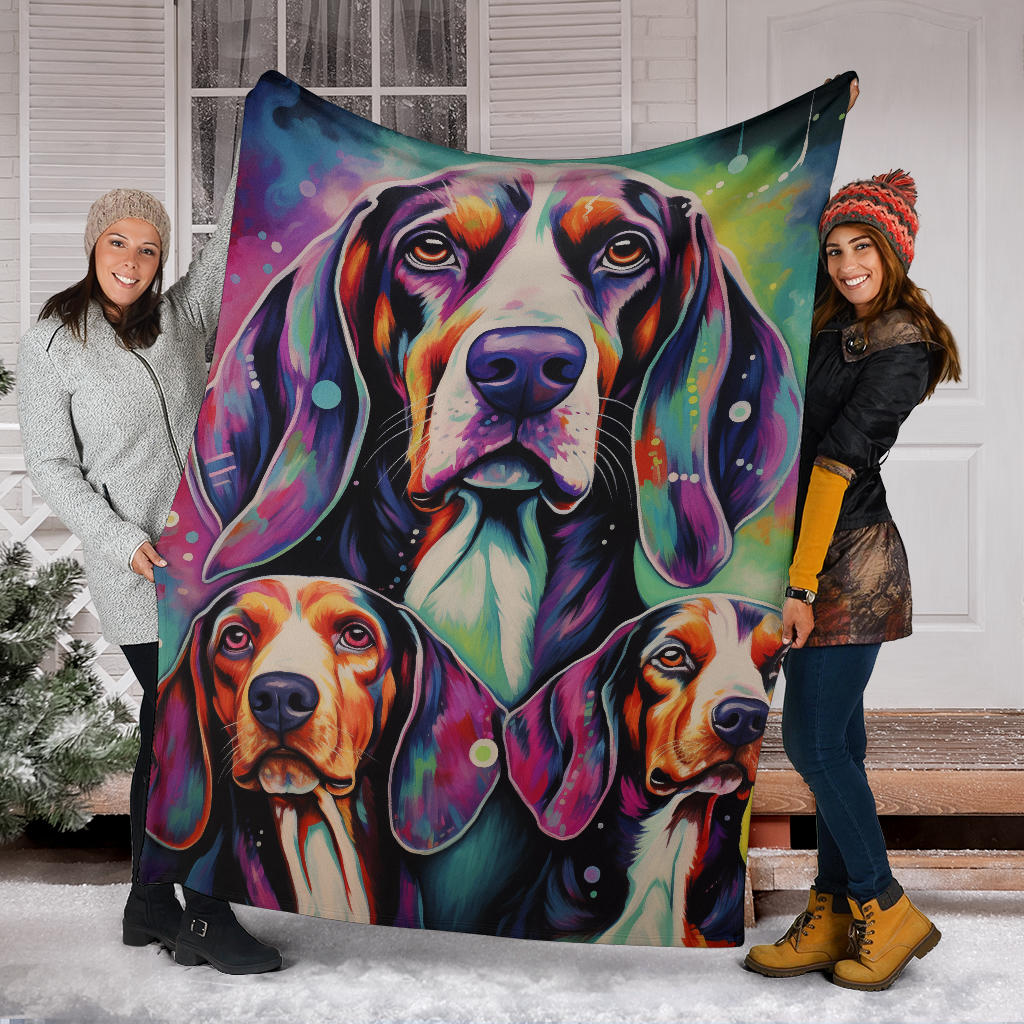 Treeing Walker Coonhound Blanket, Trippy Psychedelics Treeing Walker Coonhound Fleece Blanket, Treeing Walker Coonhound Throw Blanket, Treeing Walker Coonhound Gifts