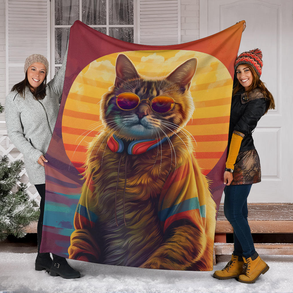 American Curl cat Blanket, Trippy Psychedelics American Curl cat Fleece Blanket, American Curl cat Throw Blanket, American Curl cat Gifts