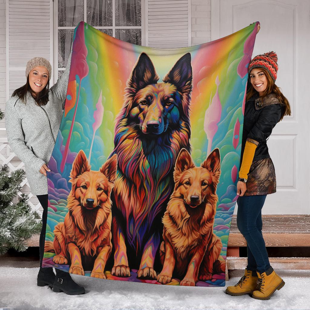 Belgian Tervuren Blanket, Trippy Psychedelics Belgian Tervuren Fleece Blanket, Belgian Tervuren Throw Blanket, Belgian Tervuren Gifts