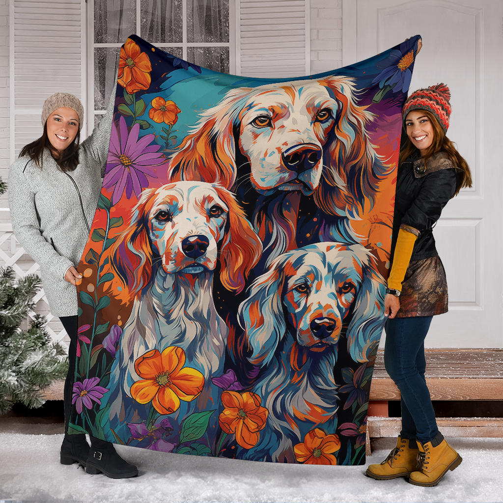 English Setter Blanket, Trippy Psychedelics English Setter Fleece Blanket, English Setter Throw Blanket, English Setter Gifts