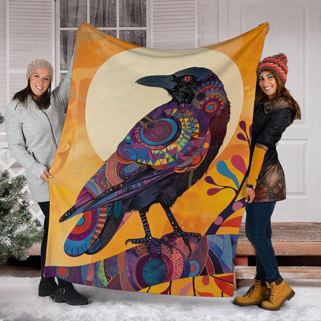 Crow bird Blanket, Trippy Psychedelics Crow bird Fleece Blanket, Crow bird Throw Blanket, Crow bird Gifts