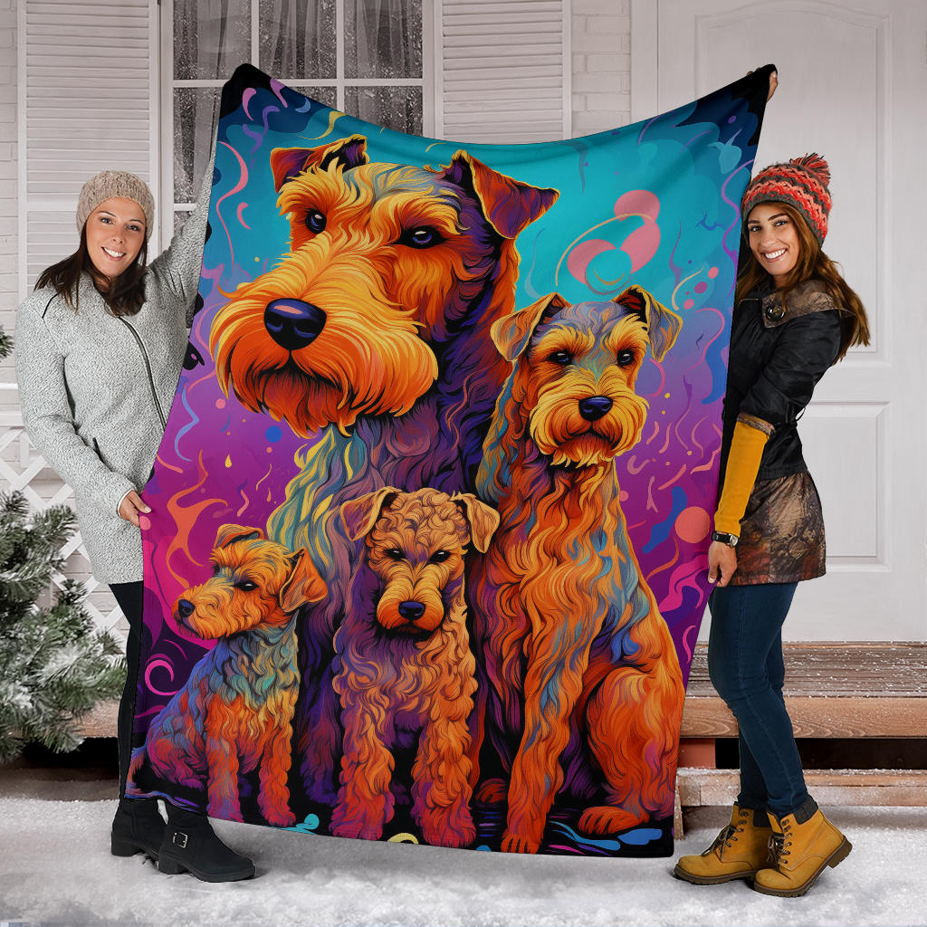 Welsh Terrier Blanket, Trippy Psychedelics Welsh Terrier Fleece Blanket, Welsh Terrier Throw Blanket, Welsh Terrier Gifts