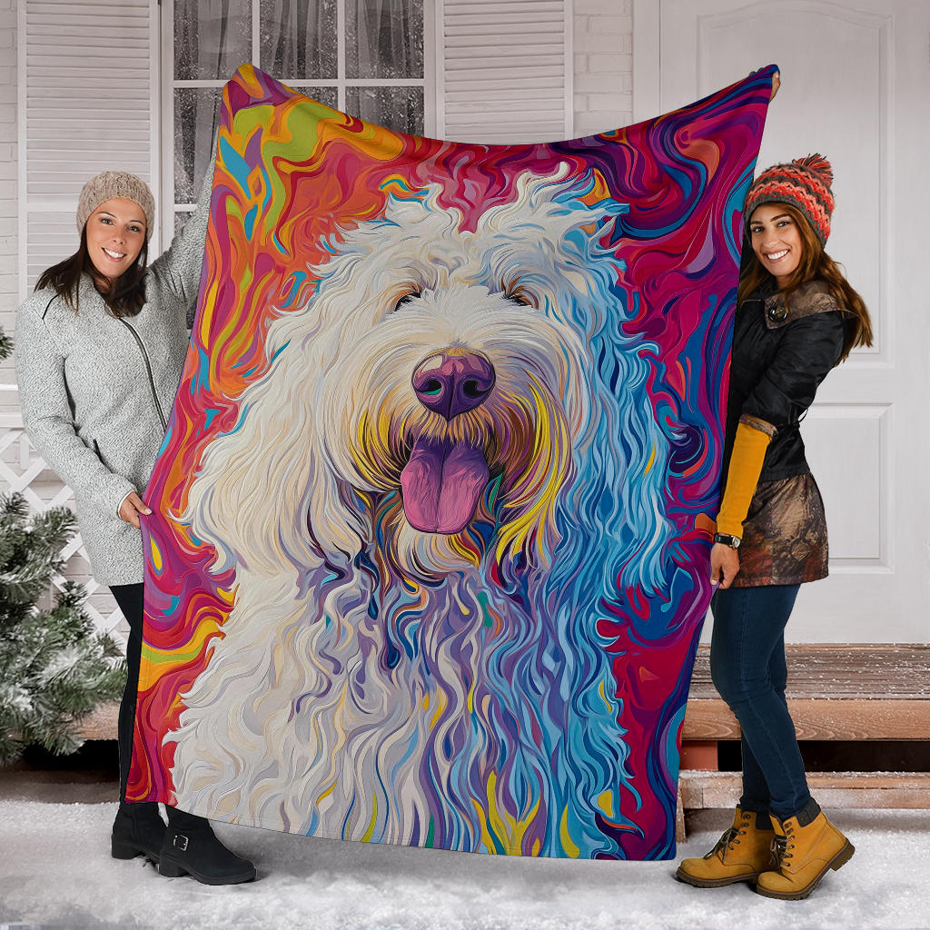 Komondor Dog Blanket, Trippy Psychedelics Komondor Dog Fleece Blanket, Komondor Dog Throw Blanket, Komondor Dog Gifts