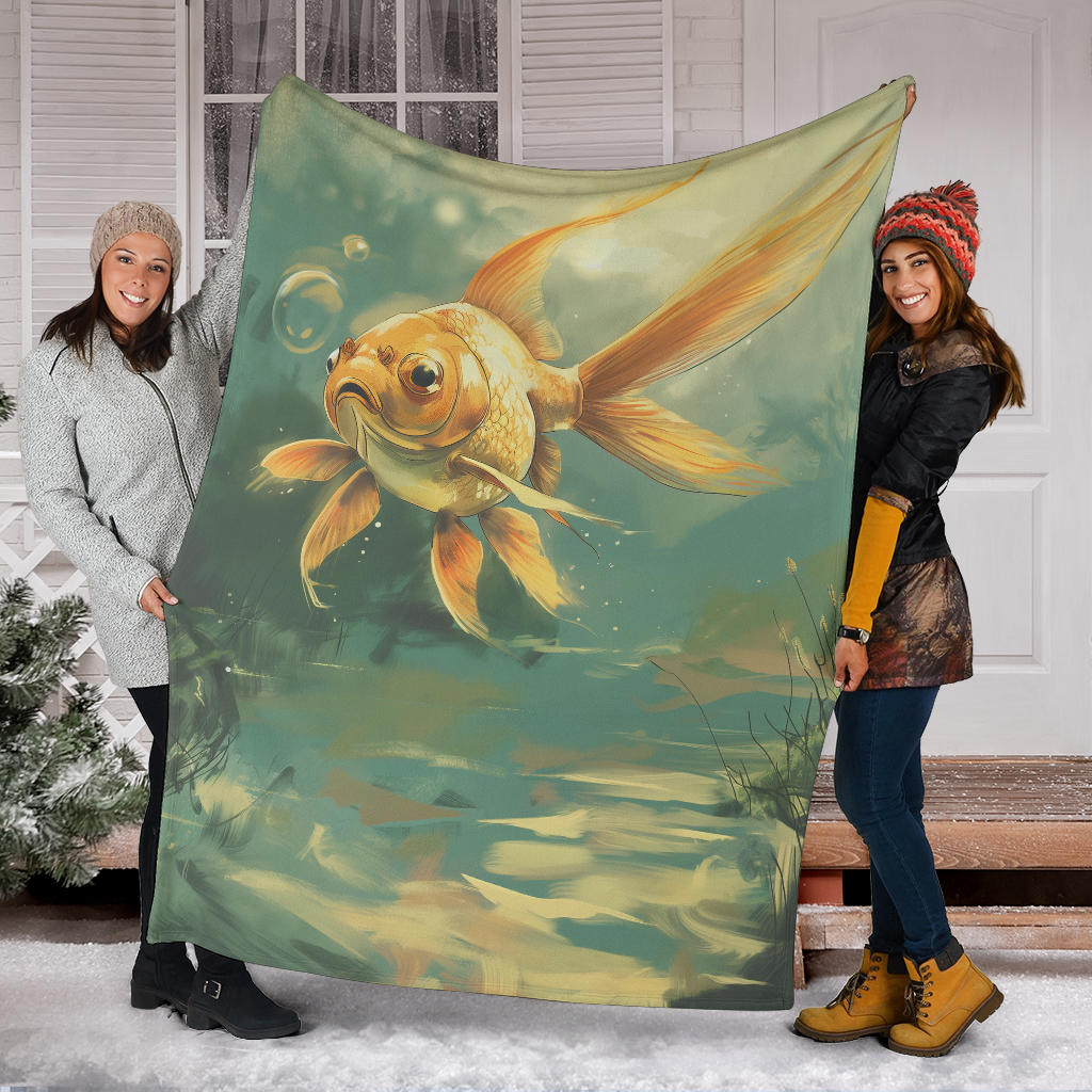 Goldfish Blanket, Trippy Psychedelics Goldfish Fleece Blanket, Goldfish Throw Blanket, Goldfish Gifts