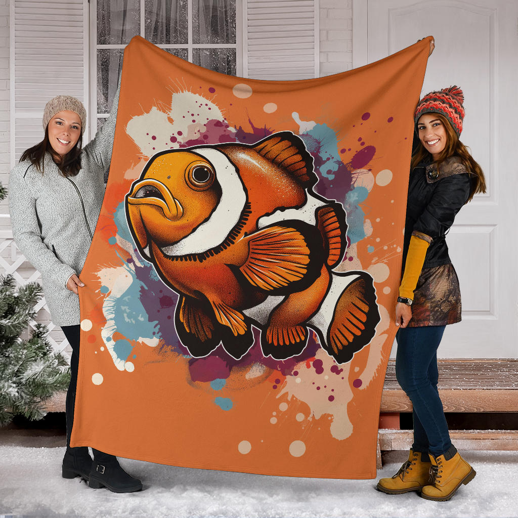 Clownfish Blanket, Trippy Psychedelics Clownfish Fleece Blanket, Clownfish Throw Blanket, Clownfish Gifts